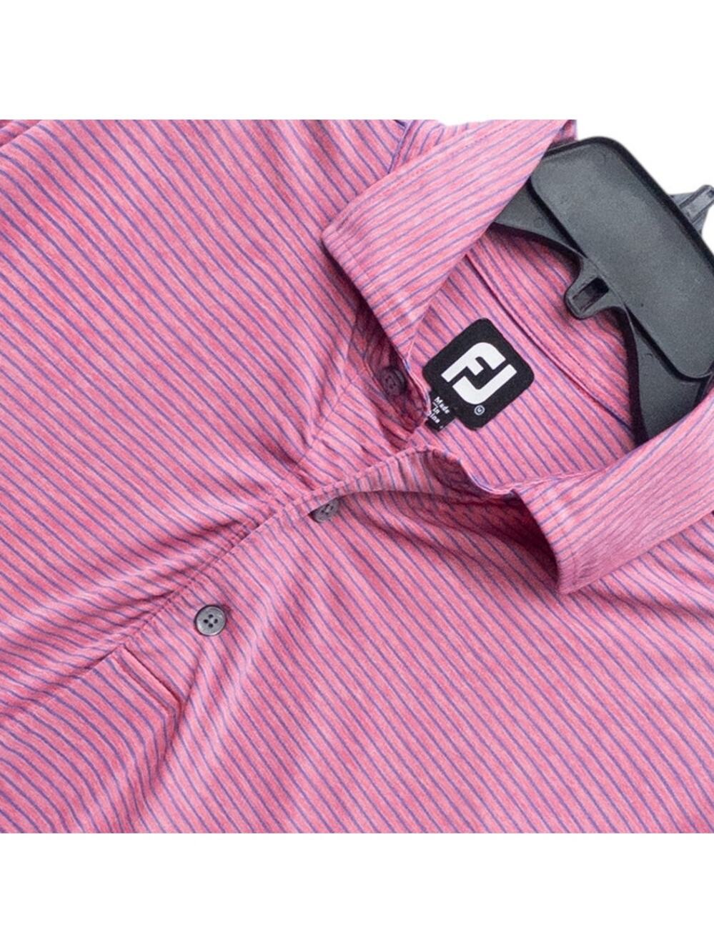 FootJoy Men's Polo Golf Shirt Medium Pink Stripe Ruth Park Golf Course SKU27421